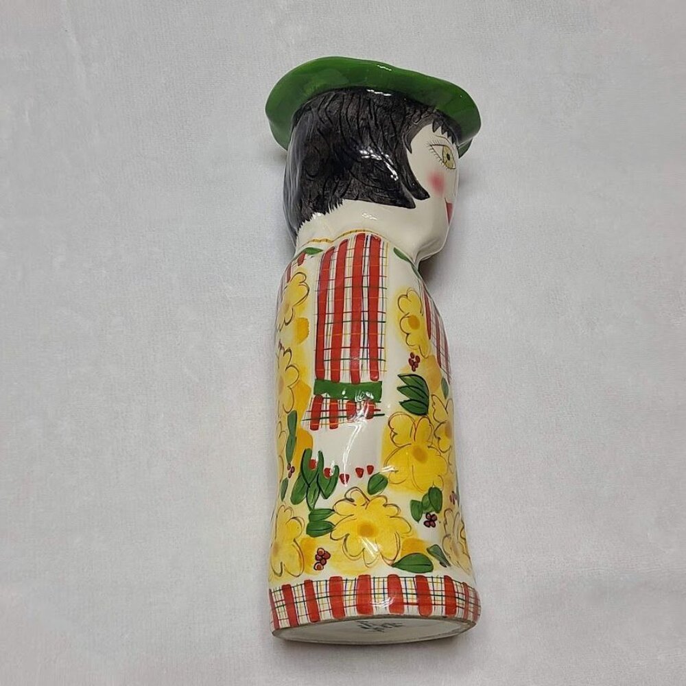 Vintage 1980s Bella Casa Daisy Susan Paley By Ganz hand Painted Ceramic Vase 11" - Picture 3 of 12